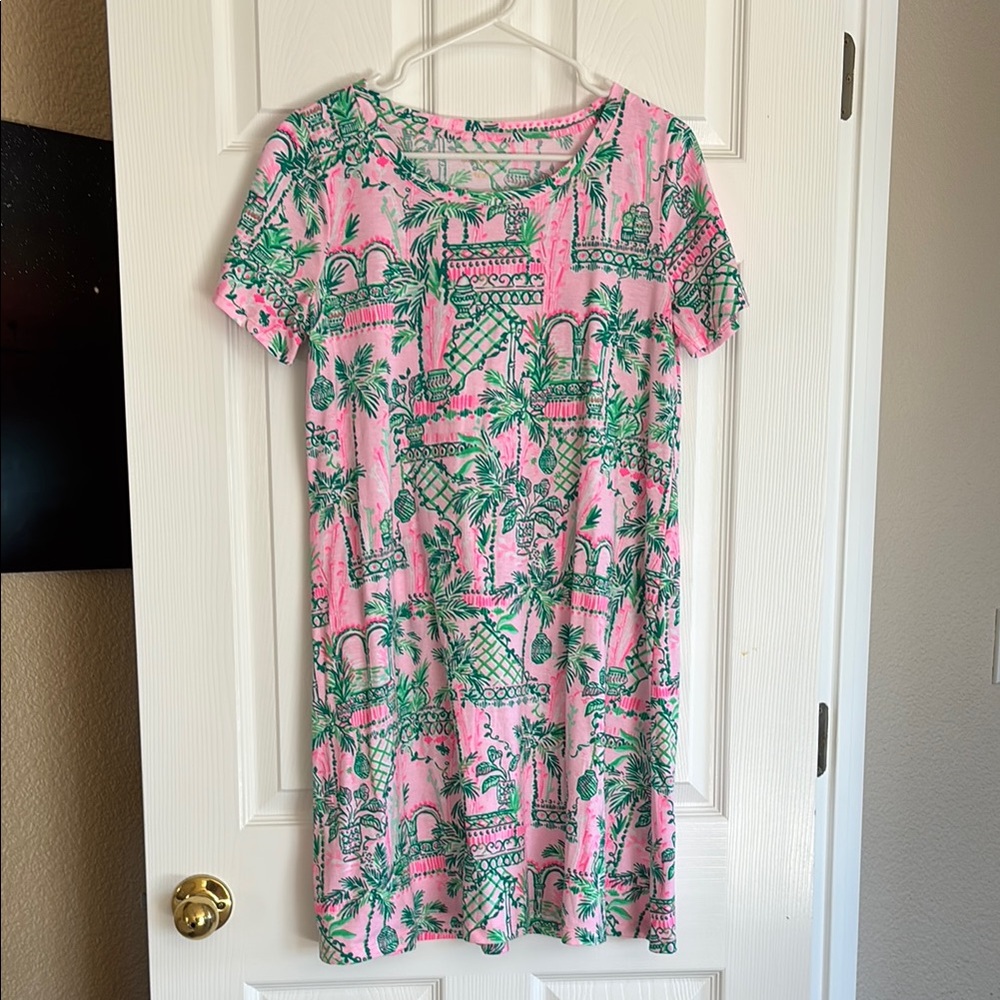 Tropical Print Short-Sleeve Dress